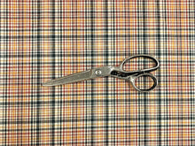 Load image into Gallery viewer, Water &amp; Stain Resistant Cotton Orange Rusty Red Teal Green Cream Tartan Plaid Upholstery Drapery Fabric STA 6385