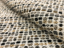 Load image into Gallery viewer, Designer Water &amp; Stain Resistant Small Scale Abstract Charcoal Grey Black Brown Beige MCM Upholstery Fabric