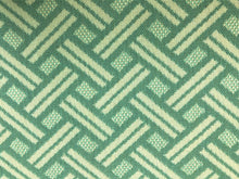 Load image into Gallery viewer, Designer Water &amp; Stain Resistant Geometric Trellis Asian Aqua Blue Cream Upholstery Fabric