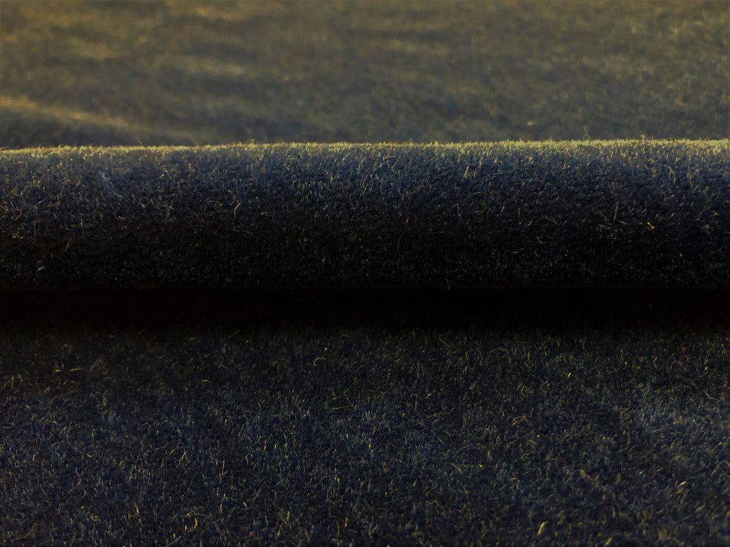 1.75 Yd Designer Water & Stain Resistant Navy Blue Genuine Mohair Velvet Upholstery Fabric