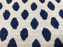 Load image into Gallery viewer, Designer Cotton White Navy Blue Abstract Dots Upholstery Drapery Fabric
