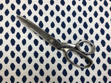 Load image into Gallery viewer, Designer Cotton White Navy Blue Abstract Dots Upholstery Drapery Fabric