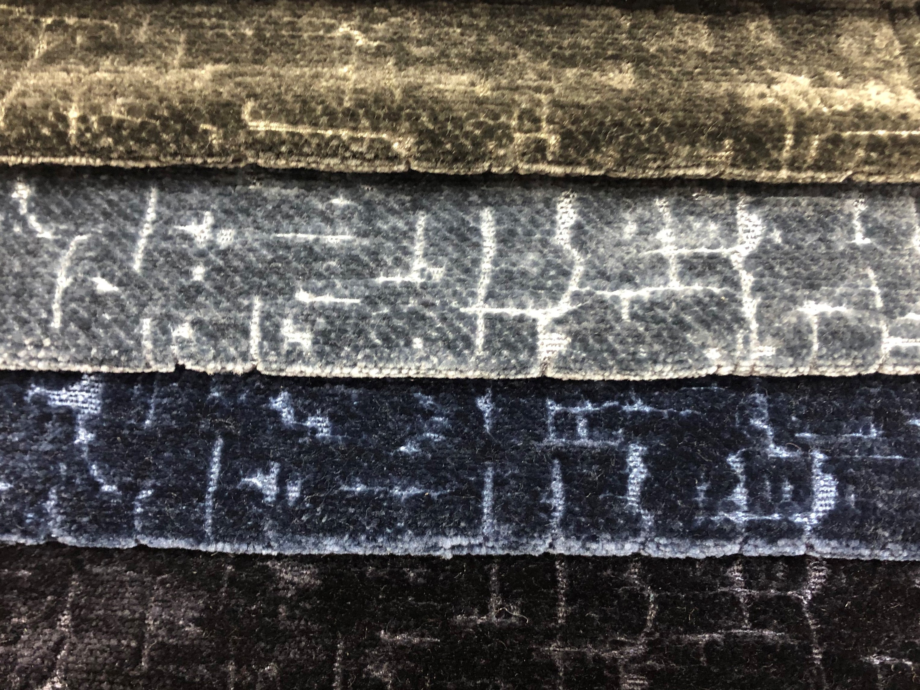 Onyx Black Velvet Upholstery Fabric, Fabric Bistro, Columbia