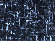 Load image into Gallery viewer, Heavy Duty Abstract Textured Cut Velvet Charcoal Black Steel Blue Navy Blue Indigo Blue MCM Upholstery Fabric