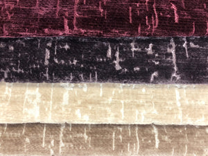 Heavy Duty Abstract Textured Cut Velvet Burgundy Purple Dark Plum Champagne Lavender Taupe MCM Upholstery Fabric