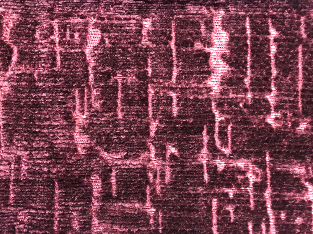 Heavy Duty Abstract Textured Cut Velvet Burgundy Purple Dark Plum Champagne Lavender Taupe MCM Upholstery Fabric