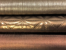 Load image into Gallery viewer, Heavy Duty Commercial Taupe Shimmer Bronze Geometric Matelasse Copper Faux Leather Upholstery Vinyl