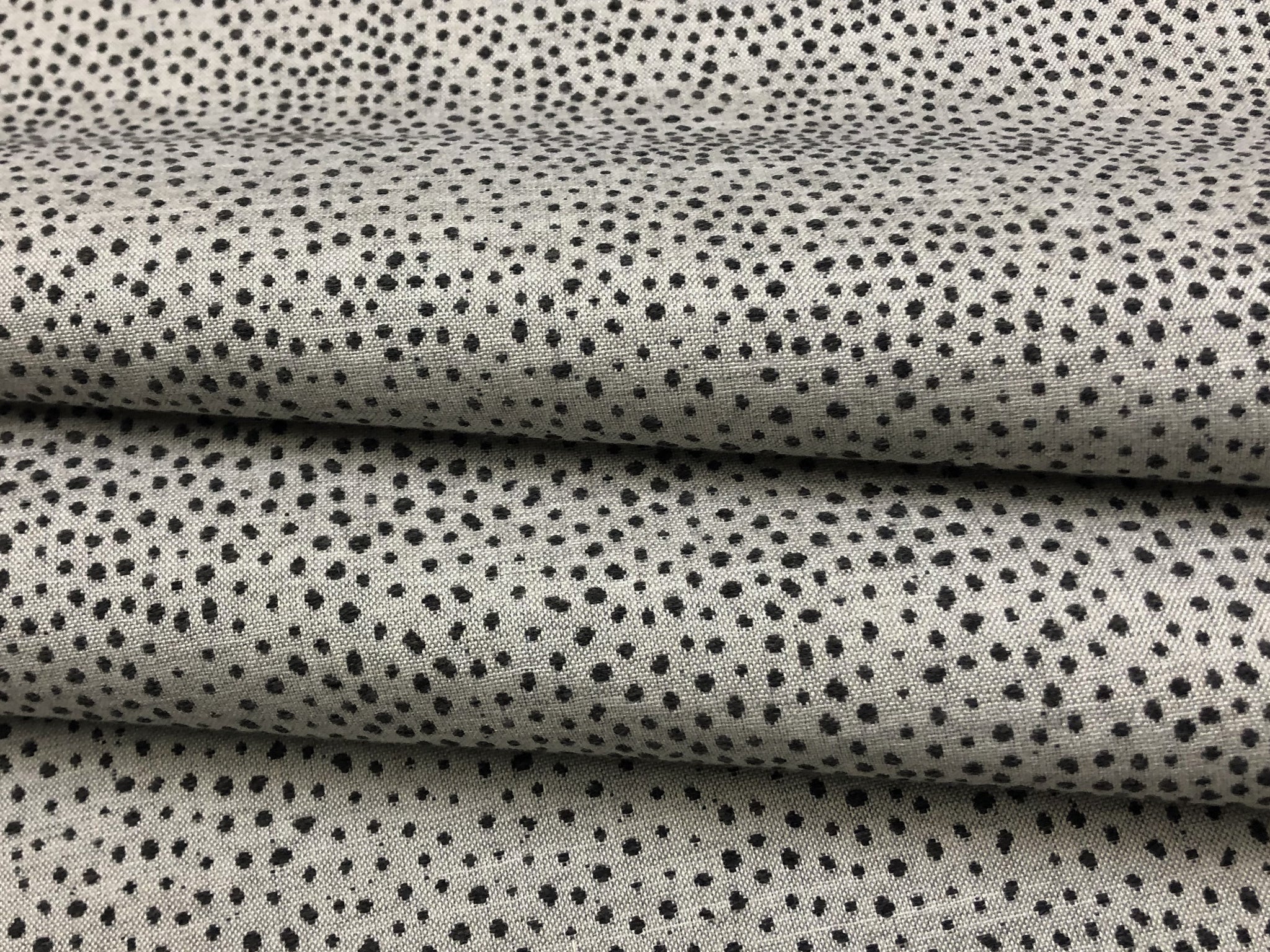 Heavy Duty Charcoal Gray Black White good Small Scale Geometric Abstract Dot MCM Mid Century Modern Upholstery Drapery Fabric CB700-340