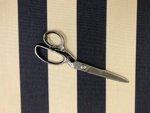 Load image into Gallery viewer, Navy Blue Cream Nautical Stripe Outdoor Upholstery Drapery Fabric