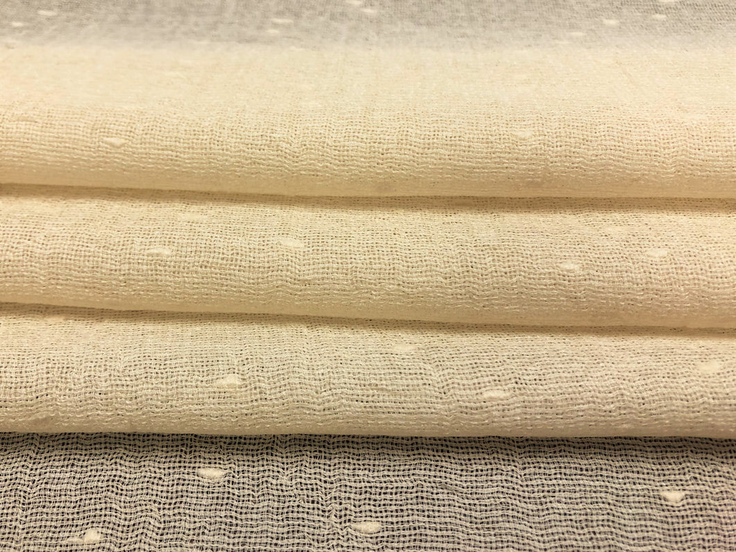 Semi Sheer Beige Textured Woven Drapery Fabric