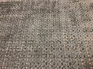 Designer Grey Cream Nubby Chenille Upholstery Fabric