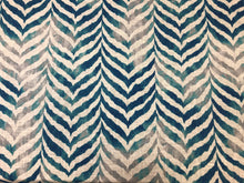 Load image into Gallery viewer, Covington Tanzania Surf Teal Blue Gray White Zebra Animal Print Drapery Fabric