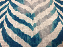 Load image into Gallery viewer, Covington Tanzania Surf Teal Blue Gray White Zebra Animal Print Drapery Fabric