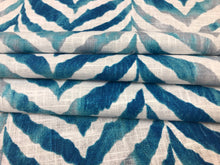 Load image into Gallery viewer, Covington Tanzania Surf Teal Blue Gray White Zebra Animal Print Drapery Fabric