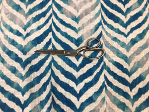 Covington Tanzania Surf Teal Blue Gray White Zebra Animal Print Drapery Fabric
