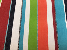 Load image into Gallery viewer, Water &amp; Stain Resistant Indoor Outdoor Green Red Navy Blue Aqua White Coral Stripe Upholstery Drapery Fabric