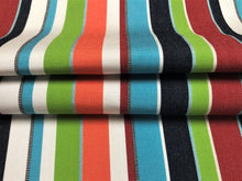 Load image into Gallery viewer, Water &amp; Stain Resistant Indoor Outdoor Green Red Navy Blue Aqua White Coral Stripe Upholstery Drapery Fabric