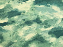 Load image into Gallery viewer, Teal Blue Green Ivory Abstract Chenille Upholstery Drapery Fabric