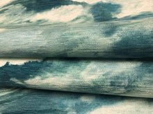Load image into Gallery viewer, Teal Blue Green Ivory Abstract Chenille Upholstery Drapery Fabric