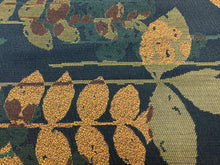 Load image into Gallery viewer, Designer Water &amp; Stain Resistant Navy Blue Teal Brown Botanical Leaves Upholstery Fabric