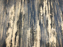 Load image into Gallery viewer, 1.5 Yard Clarke &amp; Clarke Latour Indigo French Navy Blue Charcoal Grey Beige Cream Abstract Upholstery Drapery Fabric