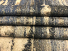 Load image into Gallery viewer, 1.5 Yard Clarke &amp; Clarke Latour Indigo French Navy Blue Charcoal Grey Beige Cream Abstract Upholstery Drapery Fabric