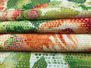 Matisses Garden Abstract Watercolor Floral Green Magenta Orange Ivory Red Cotton Upholstery Drapery Fabric