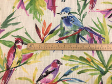 Load image into Gallery viewer, Richloom Songbird Ivory Orange Purple Green Blue Red Bird Print Fabric