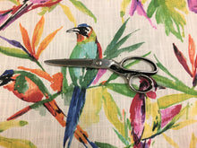 Load image into Gallery viewer, Richloom Songbird Ivory Orange Purple Green Blue Red Bird Print Fabric