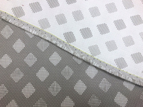 Reversible Designer Grey Off White Water & Stain Resistant Indoor Outdoor Geometric Upholstery Drapery Fabric