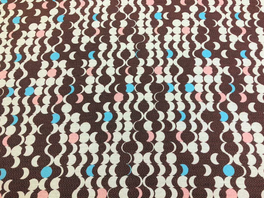 Designer Water & Stain Resistant Indoor Outdoor Retro Modern Brown Pink Blue Geometric Abstract Upholstery Drapery Fabric