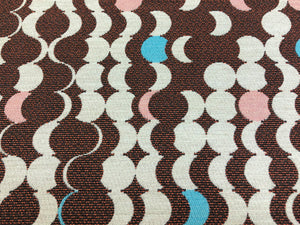 Designer Water & Stain Resistant Indoor Outdoor Retro Modern Brown Pink Blue Geometric Abstract Upholstery Drapery Fabric