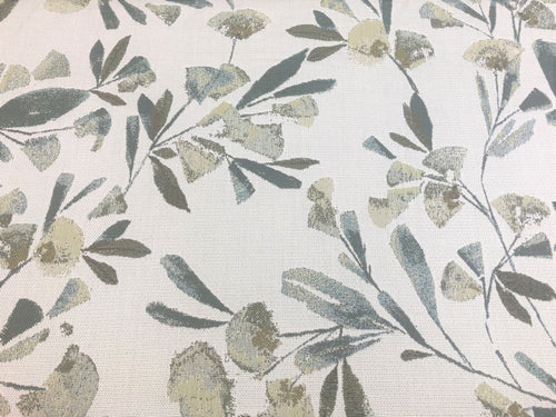 Designer Water & Stain Resistant Indoor Outdoor Botanical Floral Sage Green Ivory Upholstery Drapery Fabric