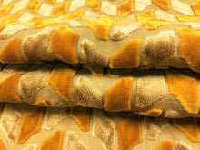 Load image into Gallery viewer, Robert Allen Limoncello Velvet Rope Mustard Gold Tan Epingle Cut Geometric Upholstery Fabric