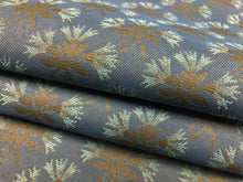 Load image into Gallery viewer, Designer Water &amp; Stain Resistant Seafoam Blue Dark Gold Floral Upholstery Fabric