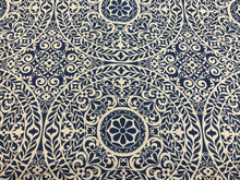 Load image into Gallery viewer, Richloom Tachenda Indigo Blue Beige Medallion Cotton Upholstery Drapery Fabric