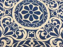 Load image into Gallery viewer, Richloom Tachenda Indigo Blue Beige Medallion Cotton Upholstery Drapery Fabric