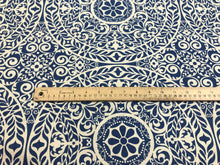 Load image into Gallery viewer, Richloom Tachenda Indigo Blue Beige Medallion Cotton Upholstery Drapery Fabric