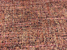 Load image into Gallery viewer, Mid Century Modern MCM Woven Textured Magenta Pink Beige Grey Wine Brown Coral Orange Red Beige Tweed Upholstery Drapery Fabric
