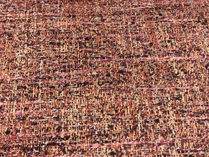 Mid Century Modern MCM Woven Textured Magenta Pink Beige Grey Wine Brown Coral Orange Red Beige Tweed Upholstery Drapery Fabric