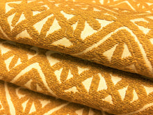 Load image into Gallery viewer, Designer Water &amp; Stain Resistant Heavy Duty Mustard Gold Beige Floral Diamond Upholstery Fabric
