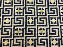 Load image into Gallery viewer, Designer Navy Blue Cream Yellow Green Geometric Upholstery Drapery Fabric