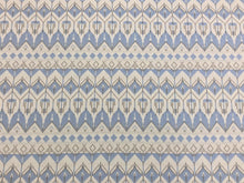 Load image into Gallery viewer, Designer Off White Light Blue Grey Geometric Tribal Upholstery Drapery Fabric