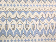 Load image into Gallery viewer, Designer Off White Light Blue Grey Geometric Tribal Upholstery Drapery Fabric