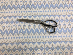 Designer Off White Light Blue Grey Geometric Tribal Upholstery Drapery Fabric