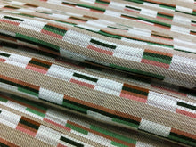 Load image into Gallery viewer, Designer Water &amp; Stain Resistant Beige Off White Green Coral Abstract Geometric Upholstery Drapery Fabric