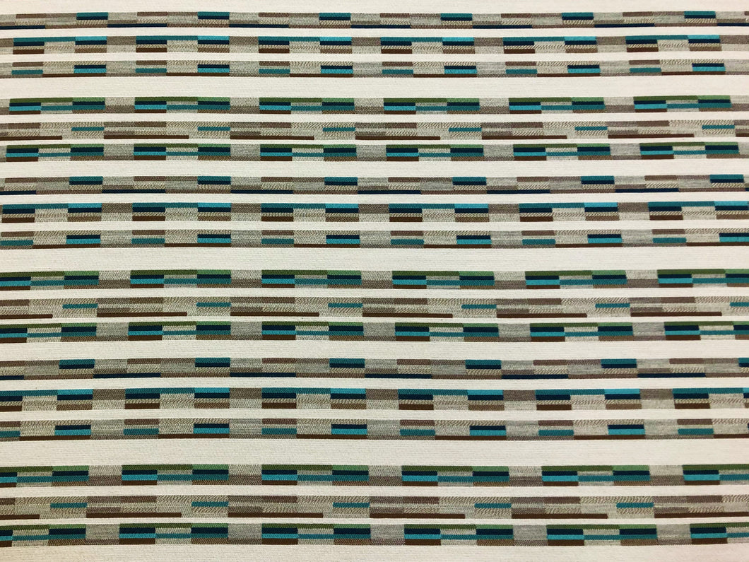 Designer Water & Stain outlets Resistant Off White Teal Grey Brown Geometric Abstract Upholstery Drapery Fabric WHS 301