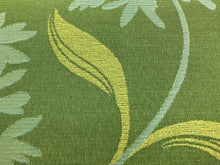 Load image into Gallery viewer, Water &amp; Stain Resistant Sage Green Lime Aqua Floral Upholstery Fabric