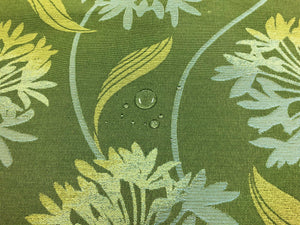 Water & Stain Resistant Sage Green Lime Aqua Floral Upholstery Fabric