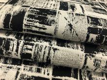 Load image into Gallery viewer, Designer Water &amp; Stain Resistant Indoor Outdoor Black Off White Abstract Upholstery Drapery Fabric